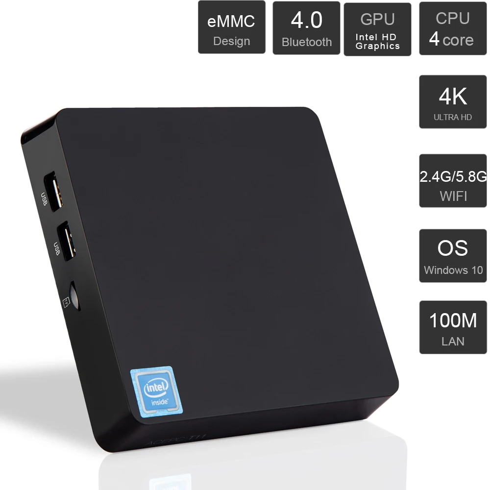 Мини пк T11 с четырехъядерным процессором Intel atom Z8350 2 гб/32 гб 4 гб/64 BT 0 Windows 10
