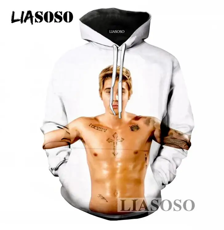 LIASOSO Spring Autumn Men/Women Pullover Hoodies Casual Long Sleeve Sweatshirt 3D Print Justin Bieber Hoodies Loose Hooded T695
