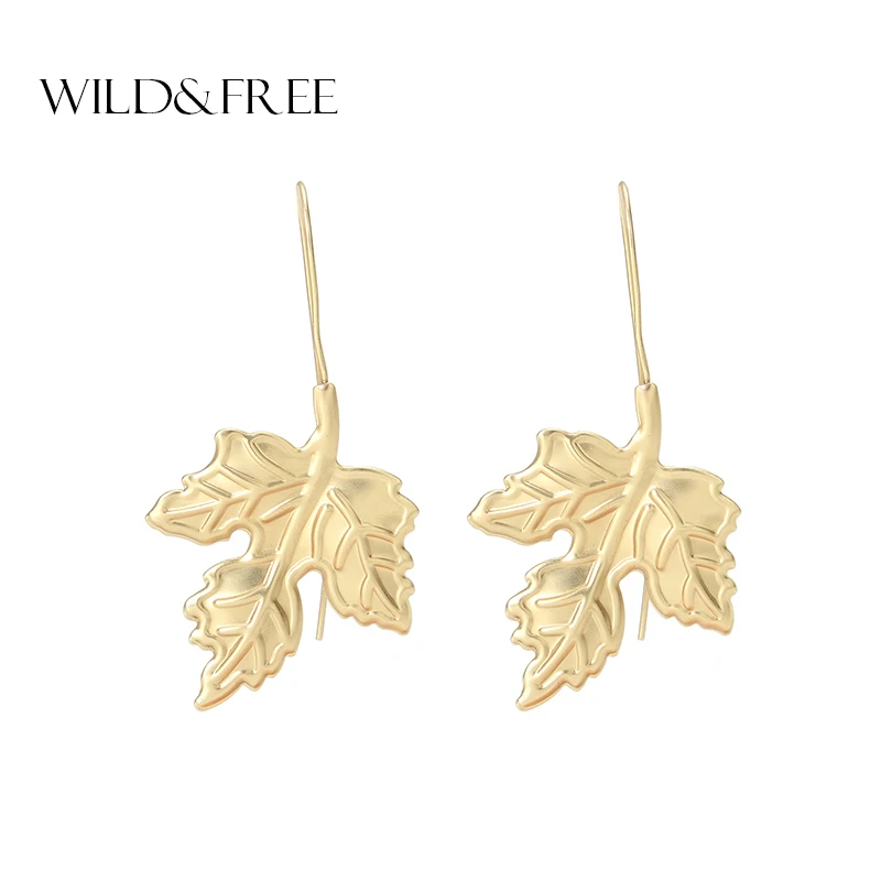 Wild &amp Бесплатная доставка лидер продаж Новый Boho себе Золотые листья серьги-капли