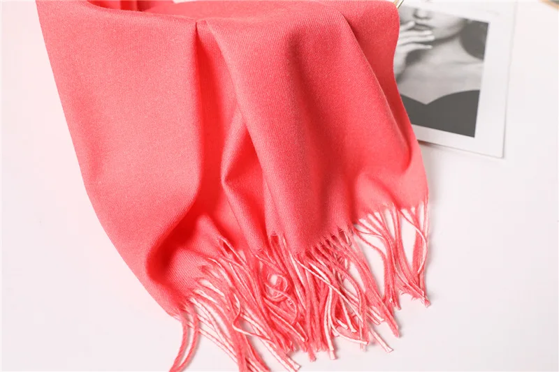 [Lakysilk] зимний шарф для женщин, кашемировый теплый мягкий двухцветный хиджаб, шарф для девушек, толстые брендовые шали и накидки с кисточками, пашмины
