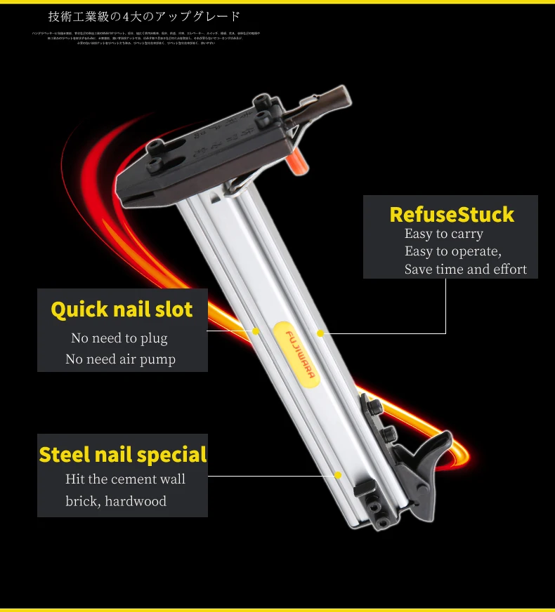Manual Steel Nail Gun FUJIWARA Semi Automatic Cement Nail Gun Wire Slot Nailing Device Nailing Machine