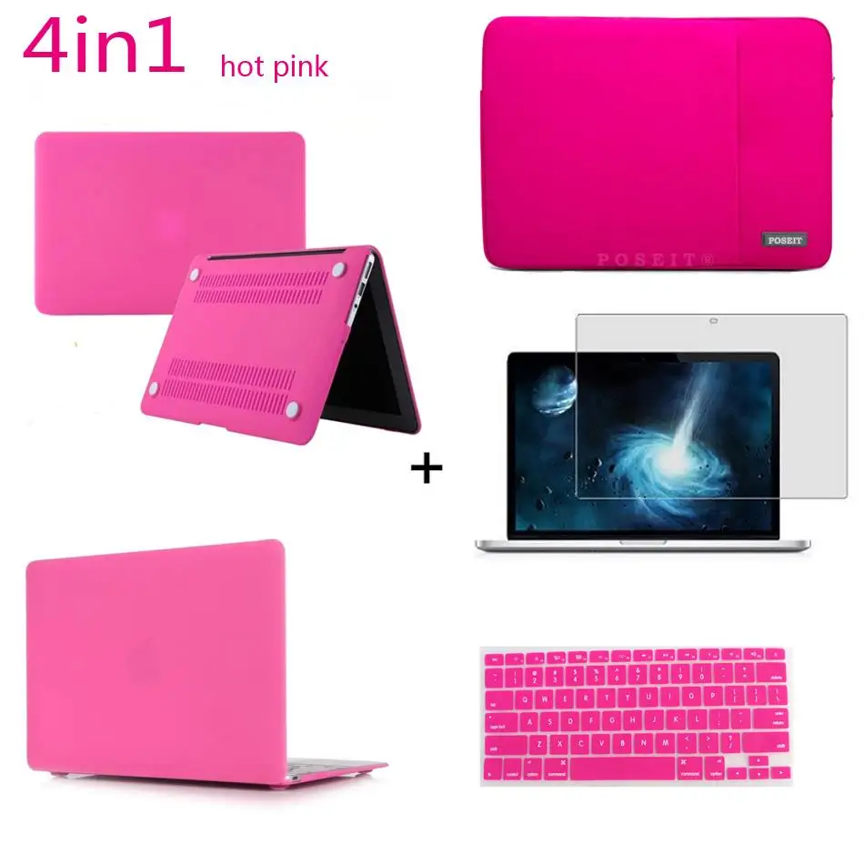 4in1 Matte Hard case sleeve keyboard cover LCD For 2018 Touch Bar A1990/A1989 Macbook Pro Air11 13 Retina 12 13 15 Notebook Bag 4in1 Matte Hard case sleeve keyboard cover LCD For 2018 Touch Bar A1990/A1989 Macbook Pro Air11 13 Retina 12 13 15 Notebook Bag