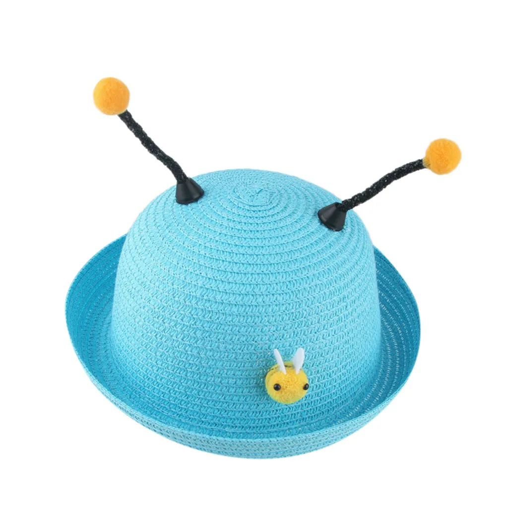 MUQGEW/Летняя Детская стереогарническая пляжная шляпа от солнца, соломенная шляпа, маленькая шляпа, шапка для мальчиков и девочек# EW - Цвет: Синий