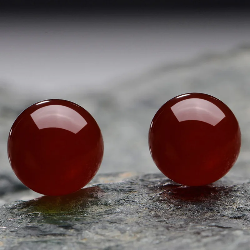 

Vintage Round Natural Red/Green Stone Silver-plated Stud Earrings For Women Jewelry Accessories Charm Geometric Earrings Gift