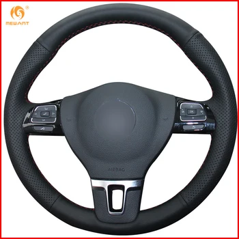 

MEWANT Black Artificial Leather Car Steering Wheel Cover for Volkswagen VW Gol Tiguan Passat B7 Passat CC Touran Jetta Mk6 Parts
