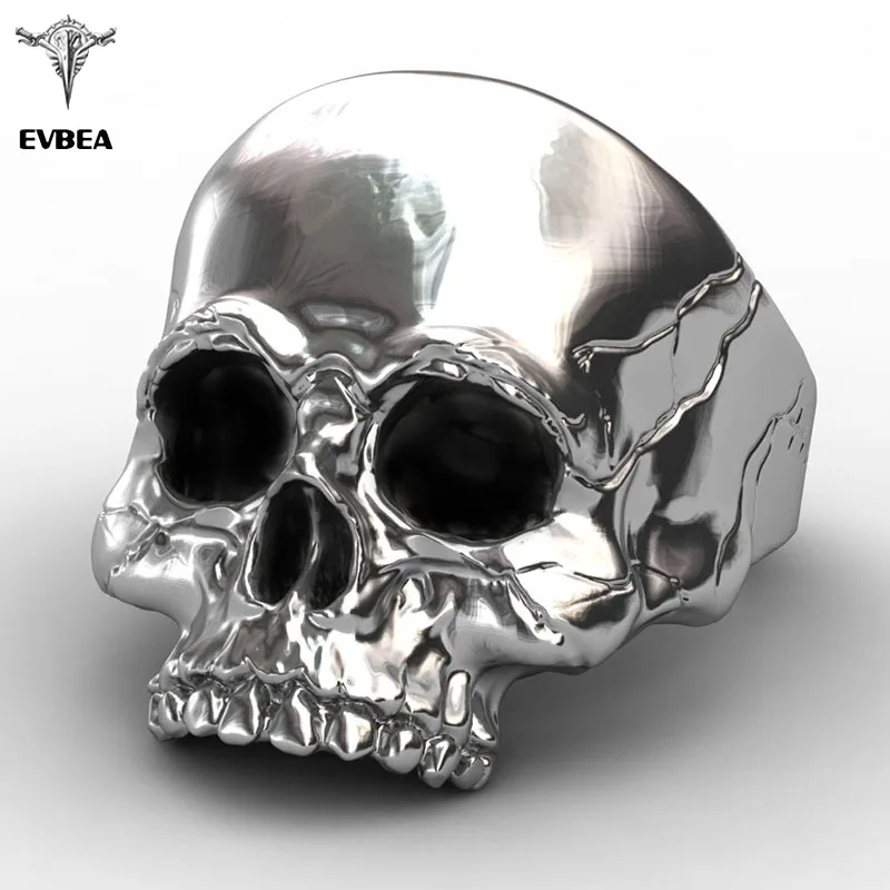 

EVBEA Big Punk Biker Skull Ring For Man Stainless Steel Unique Punk Men Cool Jewelry Vintage Jewelry