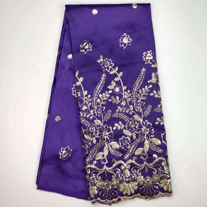 

(5 yards/pc) silkly smooth African george lace fabric in purple with shining sequins and embroidery for attractive dress GLC08