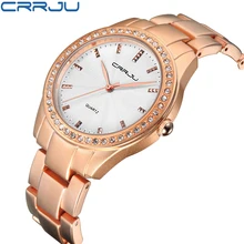 CRRJU High Quality Analog Top Branded Watches Women Rhinestone Fashion Clock Stainless Steel Watch Ladies Gift relogio masculino