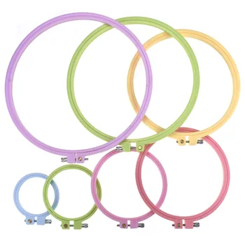 

Plastic Handy Cross Stitch Machine Embroidery Hoop Ring Bamboo Frame Embroidery Hoop Round Needlecraft Sewing Tools 7pcs