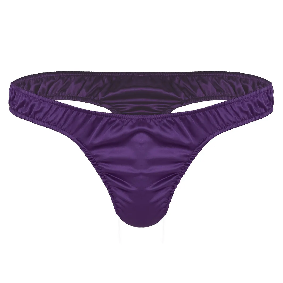 Сексуальные мужские плавки нижнее белье мягкие блестящие гофрированные с низким подъемом с высоким вырезом, бикини стринги нижнее белье мужские трусики - Цвет: Purple