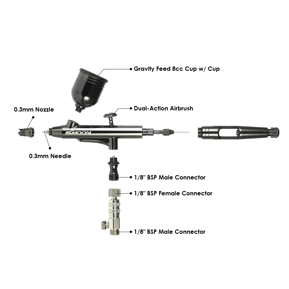 KKmoon Аэрограф Комплект Gravity Feed двойного действия пистолет-распылитель 0,3 мм 8cc триггер краска пистолет Пескоструйный Аппарат для художественного ремесла модель краска ing+ коробка