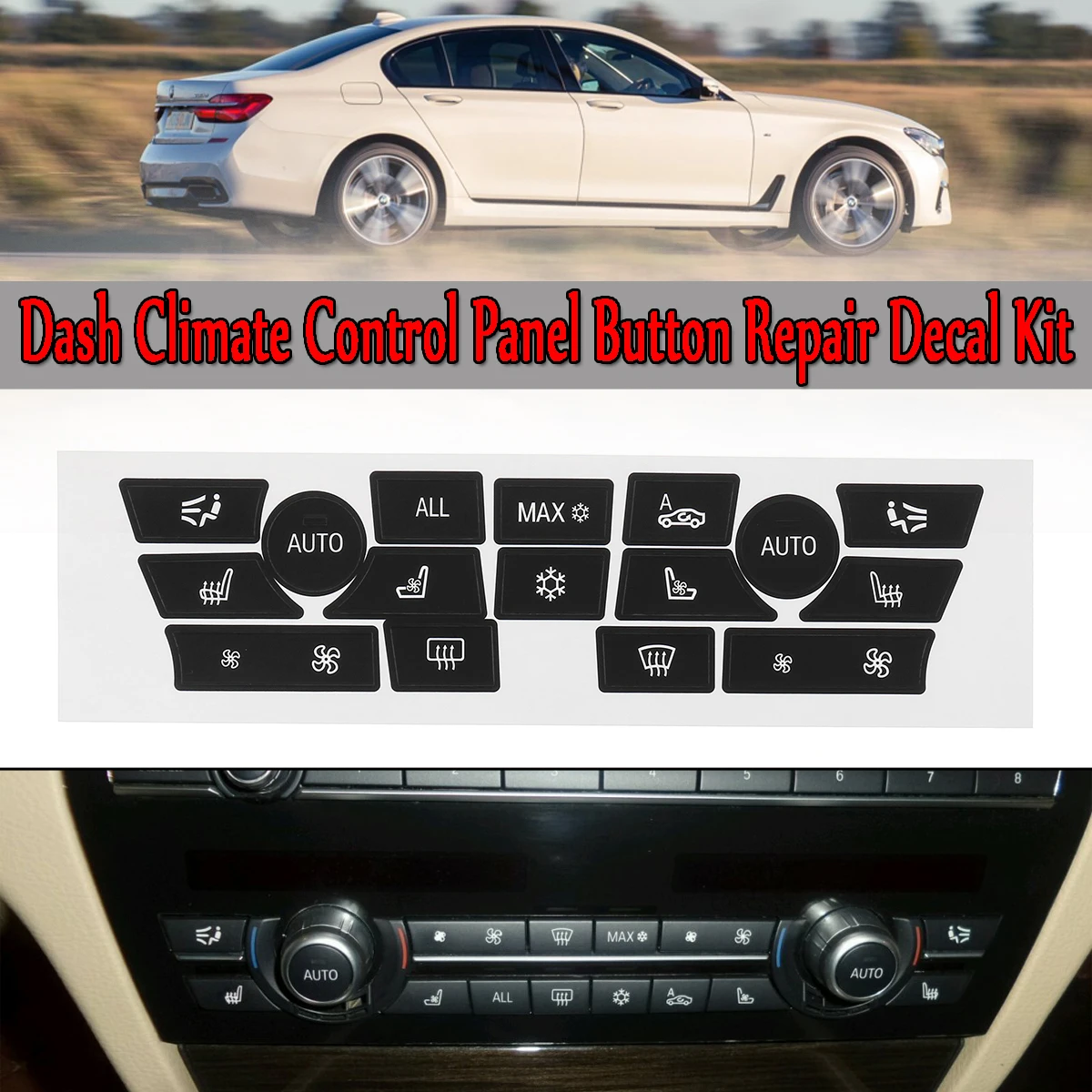

Auto Car Sticker AC Climate Control Button Sticker Panel Button Repair Decal Kit For BMW 7Series Button Repair