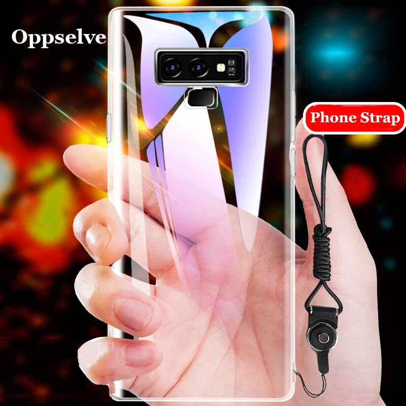 

Silicone Phone Case For Samsung Galaxy Note 9 8 S9 S8 Clear TPU Cover Case For Samsung Note 9 8 S9 S8 Coque Capinhas With Strap