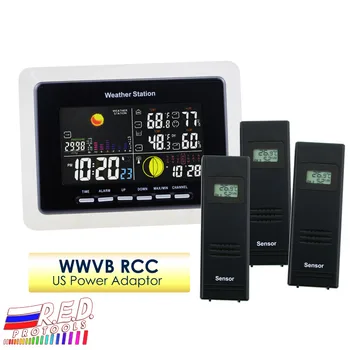 

Weather Station + 3 Wireless Sensor With 5 Weather Forecast RCC Receiver With Am/Pm Indicator and LED Backlight WWVB - 110V Only