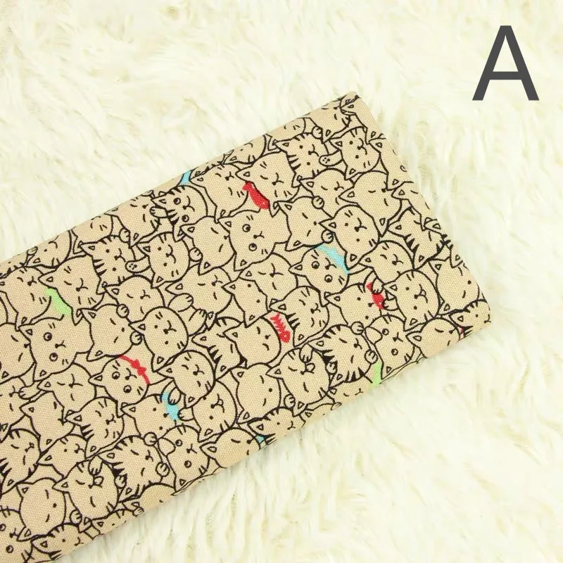 

Original Design 2 Colors Cat Loves Fish Cotton Quilting Fabric by Yard/(Width:43"/110cm)