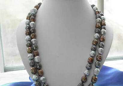 

ddh002406 beautiful 50" 13mm rice gray coffee black pearl necklace 28% Discount