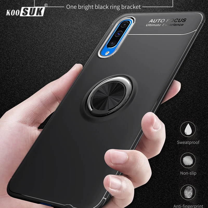 

Luxury Case For Samsung Galaxy A70 Cover Magnetic Ring Holder Soft Matte Silicone Shell For Galaxy A50 A40 A40s A30 A20 A10 Case