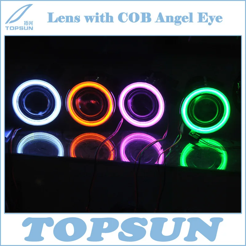 

HID Xenon Fog Lamp Retrofit Kit Projector Lens with COB Angel Eyes and Taichang 35W HID Xenon H3 bulb included, Free Shipping