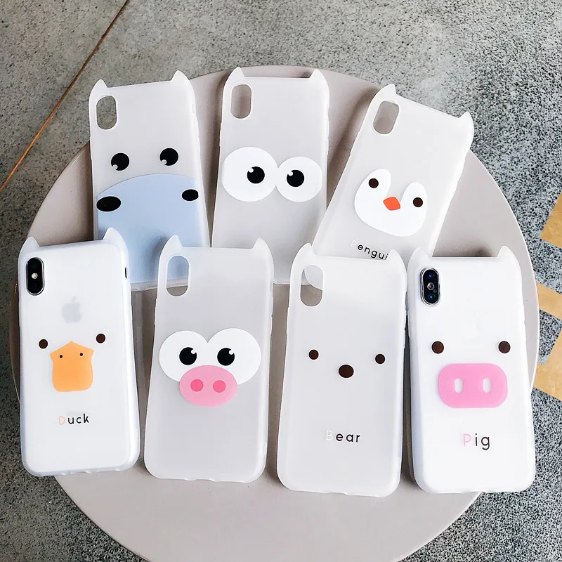 Cute Devil Horn Transparent Cartoon Pig Soft shell Case For iPhone XS MAX XR X 6 6S 7 8 Plus Protector Phone Cases |