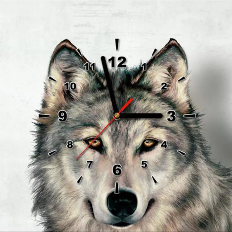 

5D DIY Full Square Diamond embroidery clock and wolf Diamond Painting Cross Stitch Rhinestone Mosaic round decor gift v2516