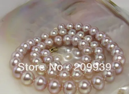

huij 002693 OUTSTANDING luster AAA Natural lavender pearl necklace 14kGold