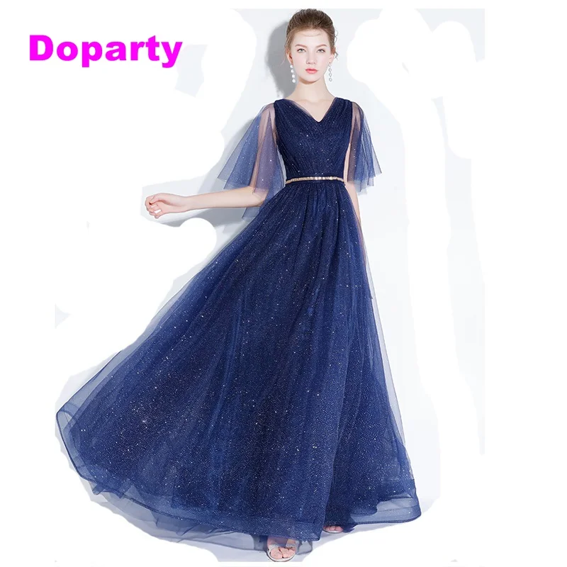 

Doparty X4 Tulle grils dresses evening gown dresses are long prom mother of the bride dresses in the floor for women 2019
