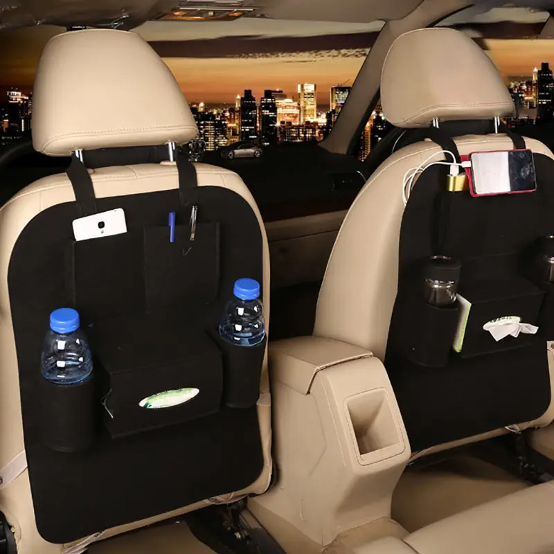 

Car Storage Bag Multi Pockets Container Felt Storage Bag Protector Auto Accessories Multifunctional Car Back Seat Bag Organizer