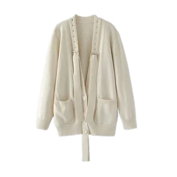 

2018 Winter Women White Chains Woolen Sweater Thick Warm Clothes