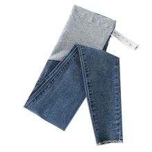 Jean de maternité en Denim lavé, longueur élastique, 0252 #9/10, pantalon de grossesse pour les femmes enceintes, à la mode d'été