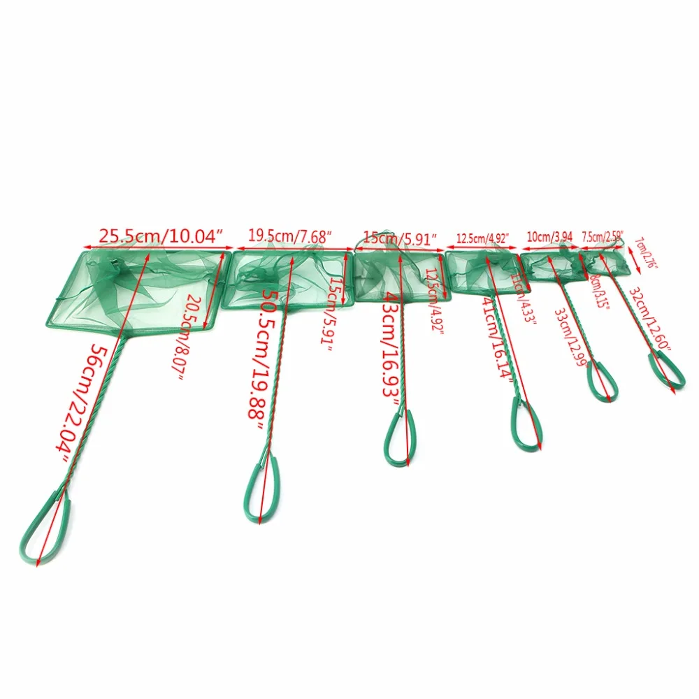 Aquarium fishing net 1PC green aquarium fish tank square shrimp small betta tetra fish net 3"-10" 6 sizes