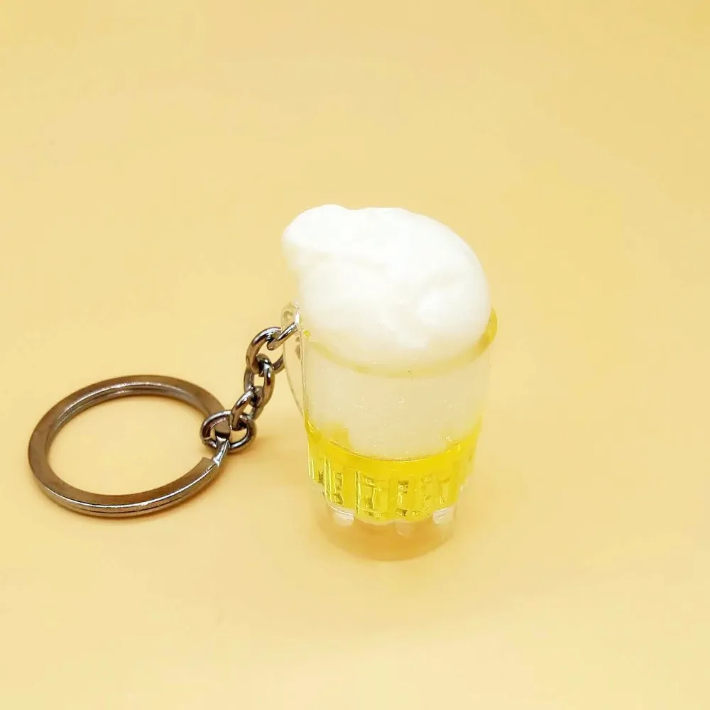 FREE SHIPPING BY DHL 100pcs/lot New Design Plastic Beer Cup Shaped Keychains Beer Keyrings for