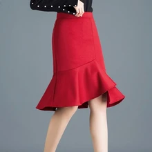 Осень Зима новая женская одежда эластичная талия длинная юбка-годе простроченные нестандартные юбки