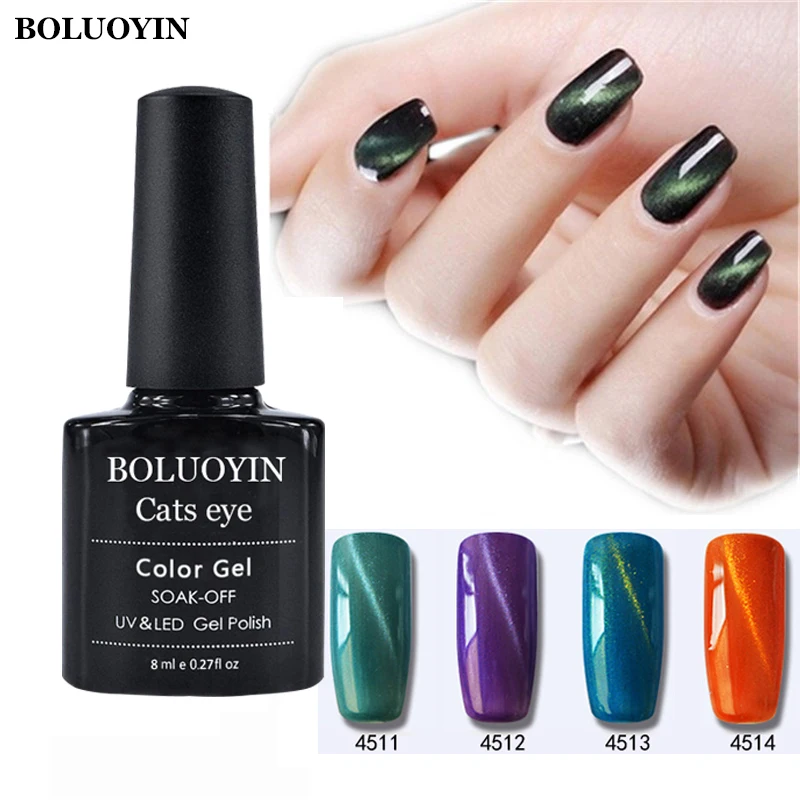 

24 Colors 8ml Magnet Cat Eye Nail Gel Polish Soak Off Glitter UV Gel Nail Polish Long Last Lucky Hybrid Gel Varnish Nails Art