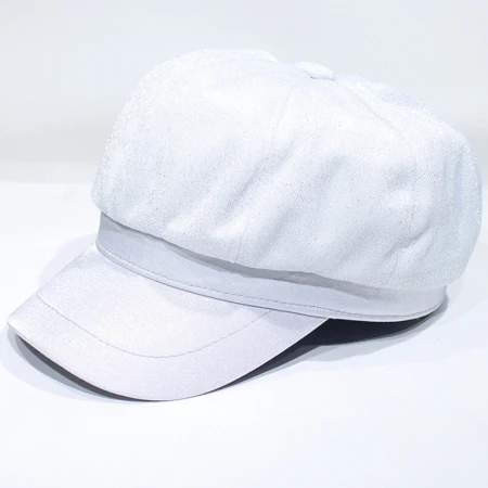 HT2544 винтажная кепка газетчика весна лето блестящая женская шапка женские Ретро Восьмиугольные шапочки для женщин женские художники шапки-береты - Цвет: Белый