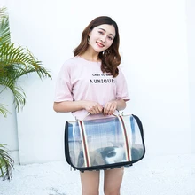 DannyKarl размера плюс рюкзак дорожная полосатая прозрачная Портативная сумка PVT Портативная сумка для хранения Прозрачная дышащая сумка для собак и кошек