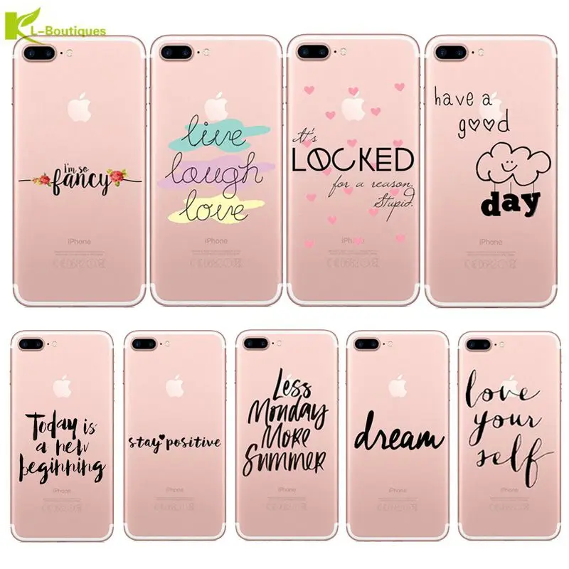 

KL-Boutiques Silicone Case For iPhone 5S 6S 6 7 Plus 5 SE Coque Fashion Words Love Dream Ultra-thin Transparent Soft Phone Cover