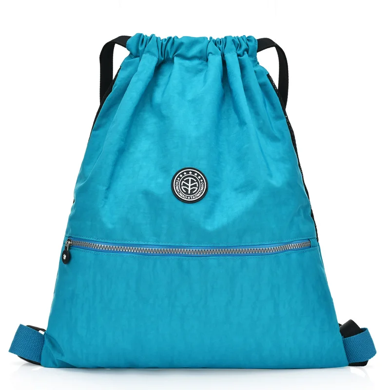 Школьный рюкзак на завязках для девочек-подростков, нейлоновый женский рюкзак Mochila, Женский Одноцветный известный Повседневный женский рюкзак - Цвет: Небесно-голубой