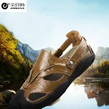 Sandals 2018 Summer Driving Slipper Sandals Dual-use, Hollow Cowhide Breathable Beach Sports Men's Shoes Large Size 38-46