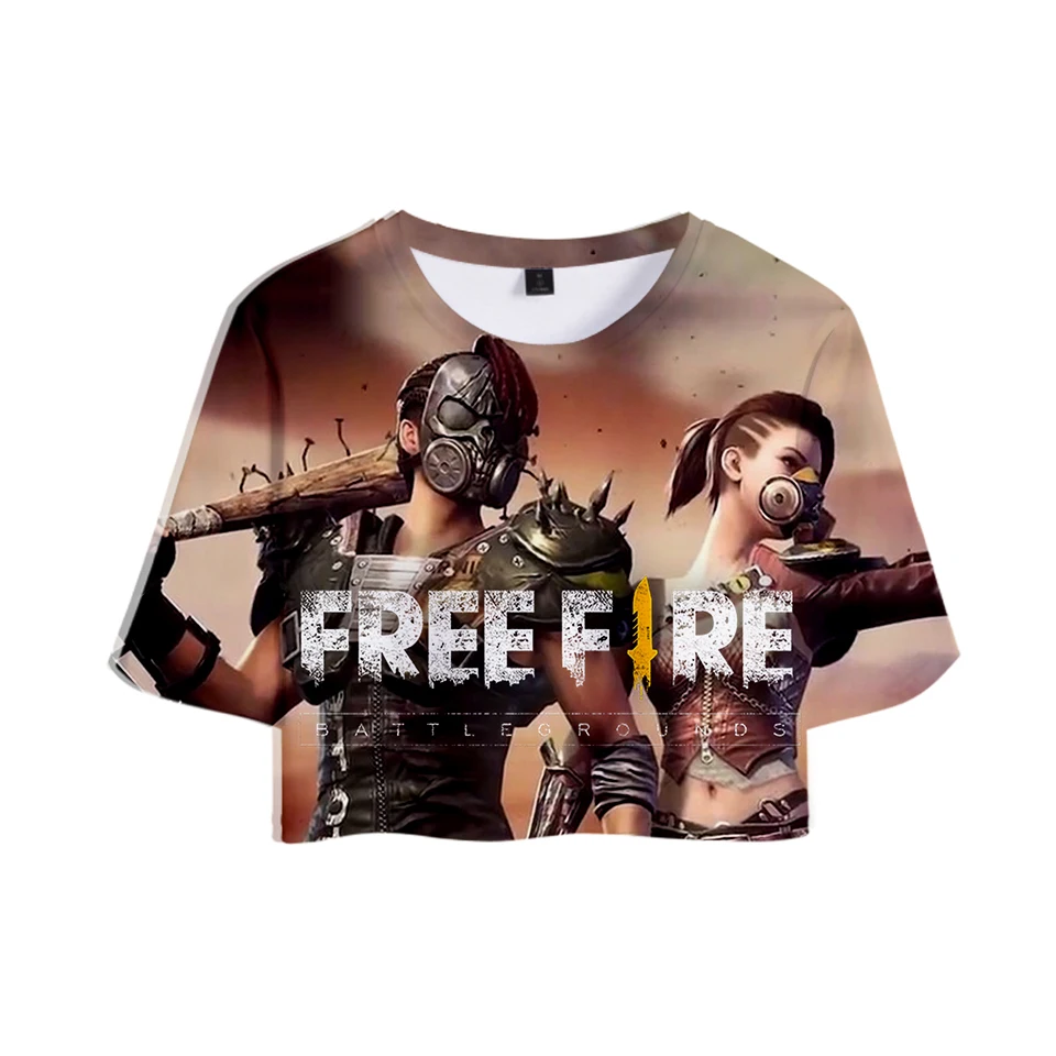 Free Fire 3D Printed Summer Women Crop Tops Short Sleeve Fashion Tshirts Free Fire Popular Game Tee Shirts Girls Sexy Clothes
