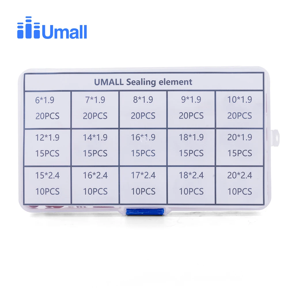 Железное красное Силиконовое уплотнительное резиновое кольцо набор прокладок OD(6~ 20) 1,9 мм OD(15~ 20) 2,4 мм комбинация 225 шт