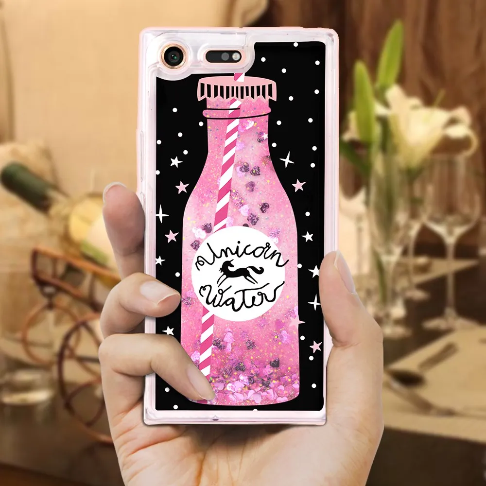 Luxury Liquid Case For Sony Xperia XZ Premium Case Silicona Pink Cover