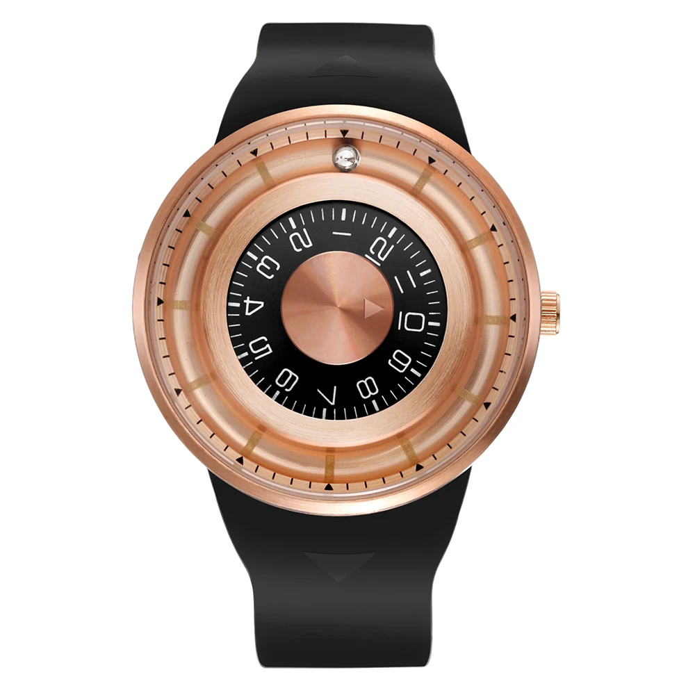 

SKONE 5158 Quartz Mens Watches Top Brand Luxury Creative Rotation Dial Magnetic Ball Wrist Watch Silicone Waterproof Sport Watch