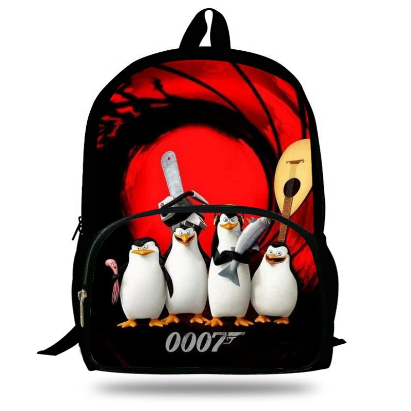 

Newest Cartoon Penguins of Madagasca Children Schoolbags Shoulder Bags Custom Made Printed Penguins Backpacks For Kids Students