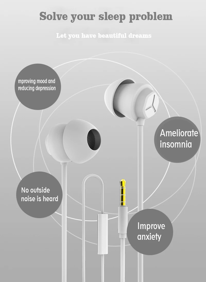 Мягкий силиконовый наушник для сна гарнитура Легкие наушники 3,5 мм микрофон шумоподавление наушники для Redmi7+ чехол