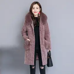 2019 элегантный лохматый женские пальто с искусственным мехом уличная осень Зимние теплые плюшевые Тедди пальто плюс размер пальто Костюмы