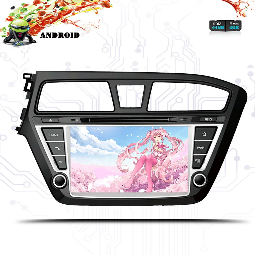 Top Android 9.0 4G+64G Car dvd player for Hyundai I20 2013 2014 2015 2016 2017 2018 Car Radio gps navigation stereo multimedia 1