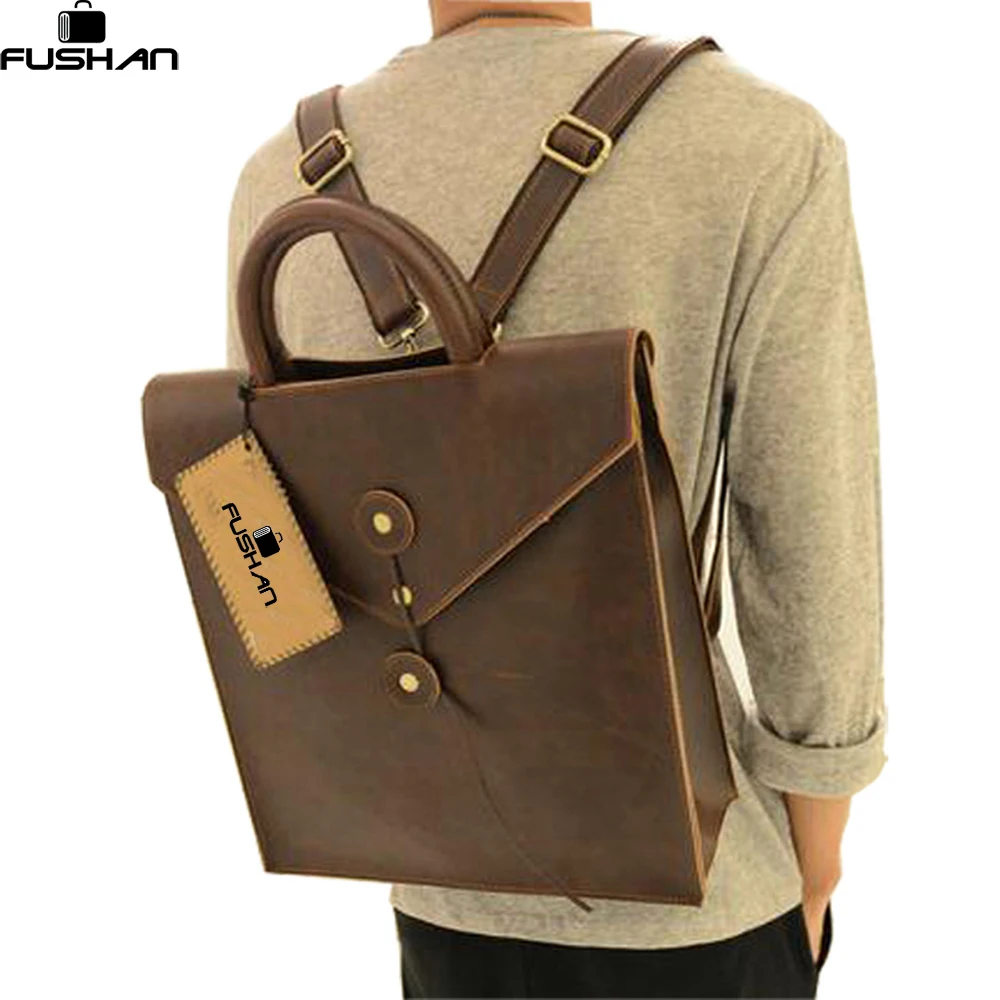 Young fashion new 2017 leather men bag casual male student backpack men