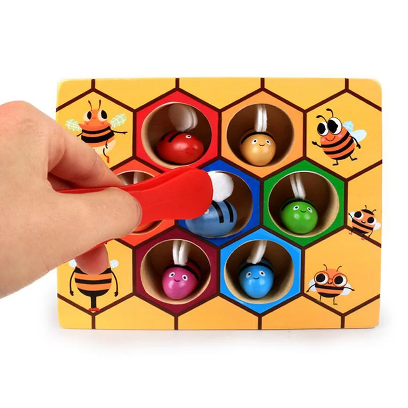 

2019 Wooden Leaning Educatinal Toys Montessori Hardworking Bee Hive Games Children Toys Montessori Educational Wooden Toy