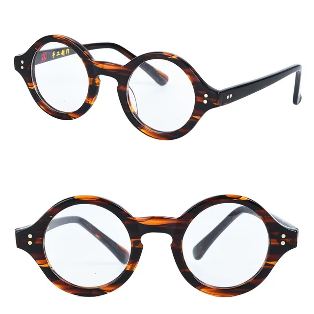 High Quality Women Acetate Small Round Leopard Retro Glasses Frame