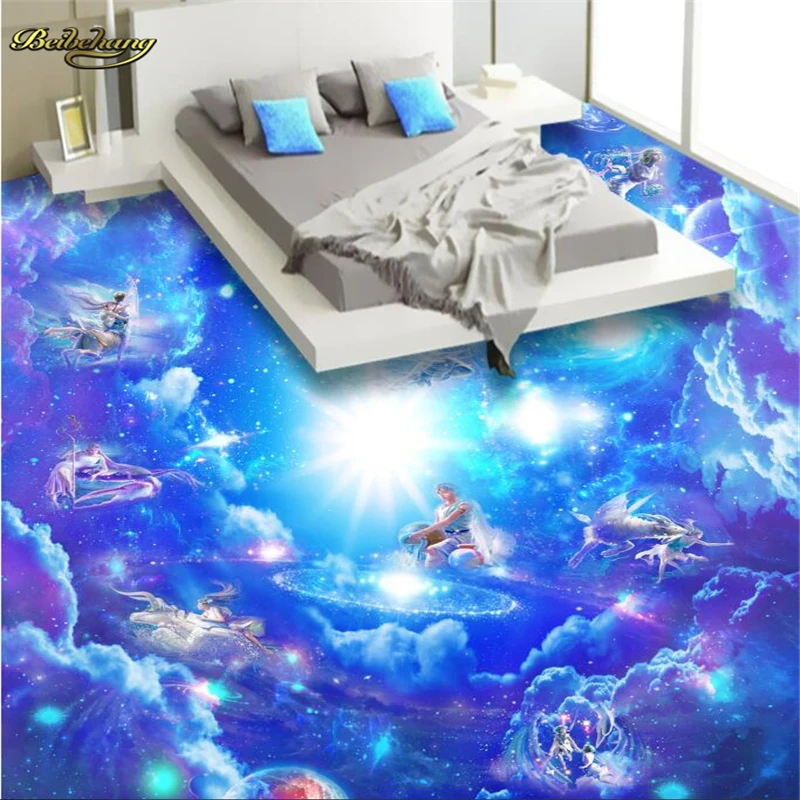 

beibehang papel de parede 3d Constellation Galaxy pvc self adhesive wallpaper floor tiles photo mural wall papers home decor